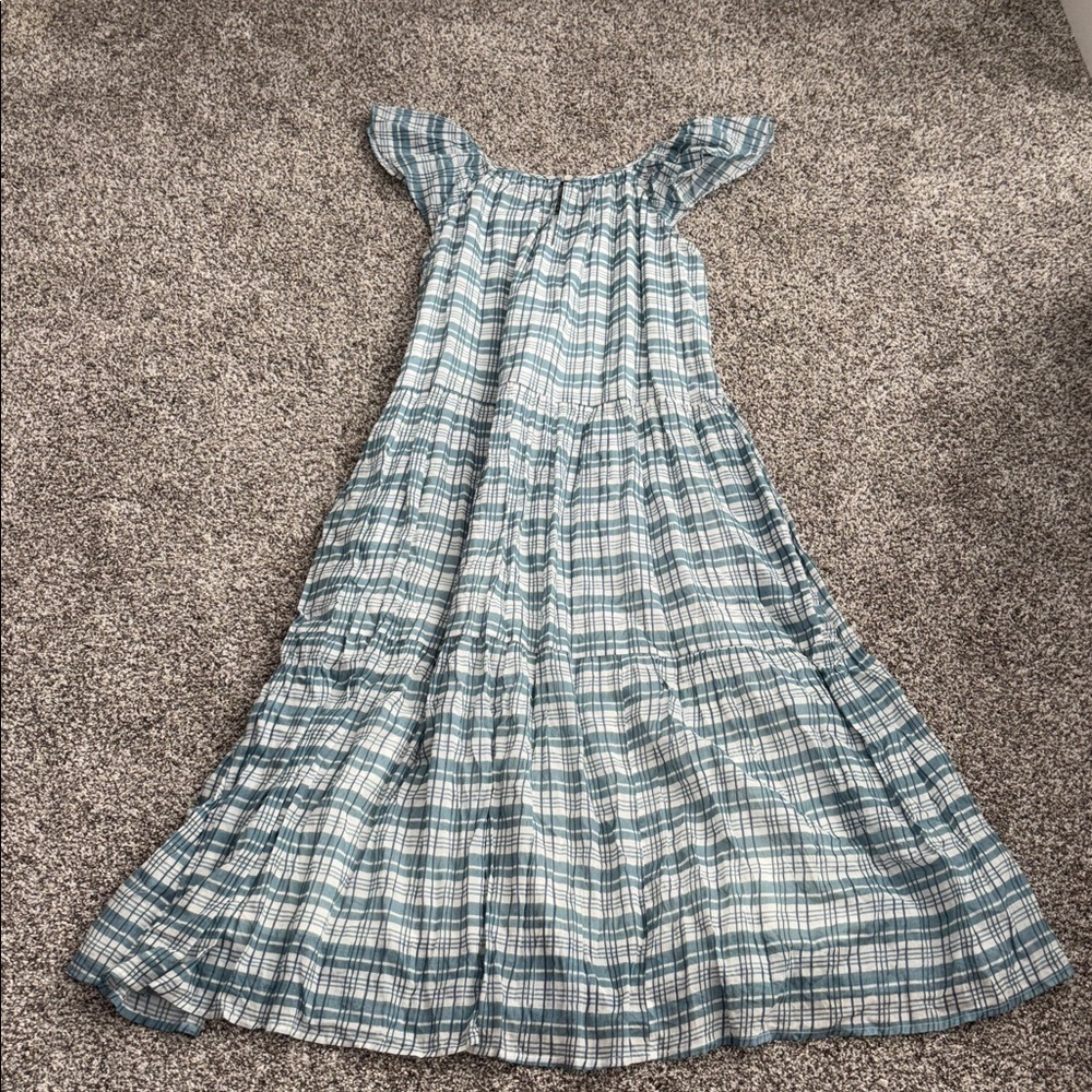 Olivia James The Label Tiered Blue Plaid Oversized Maxi Dress - Picture 7 of 7